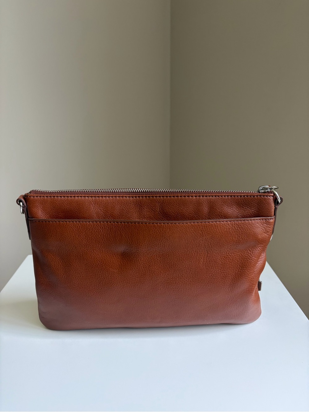 Fossil Tan Leather Crossbody with Key Charm - Picture 3 of 14